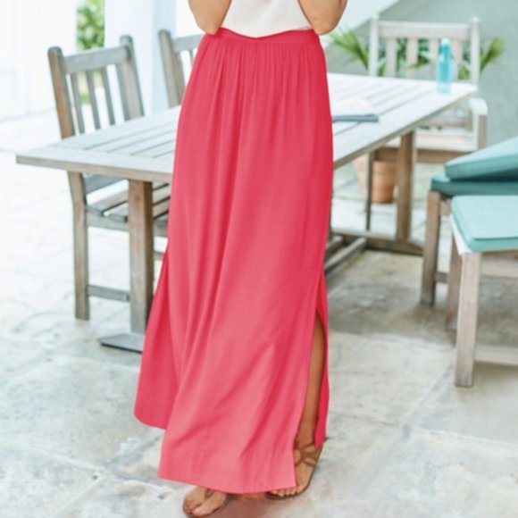 Boden Dresses & Skirts - Boden Coral Pink Juliette Maxi Skirt Pockets Side Slit Size 2